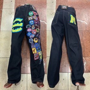 Men's NBA Blue All Over 32 Teams Limited Edition Denim Pants